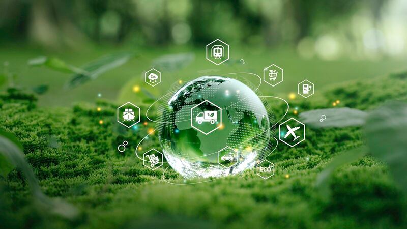A crystal globe on grass