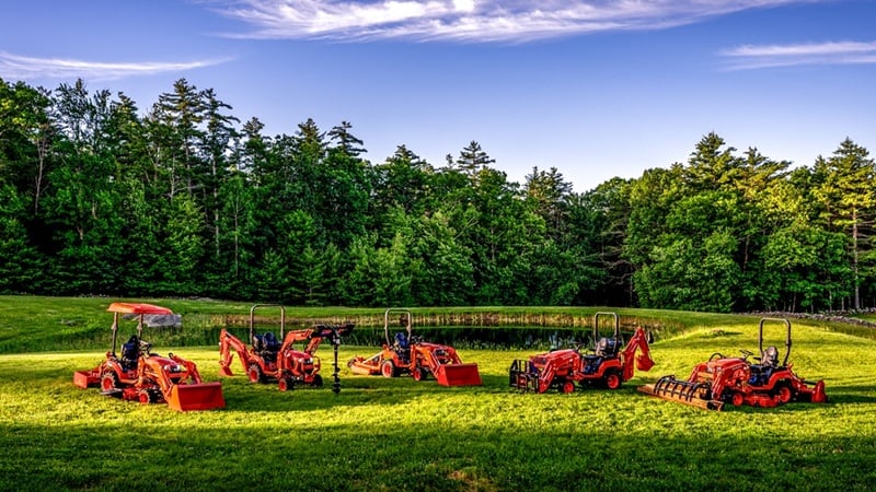 Kubota tractors in a field