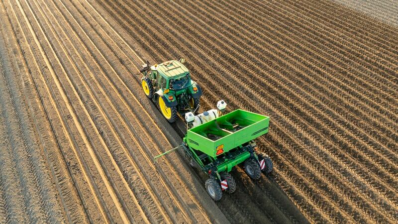 A John Deere tractor in the field