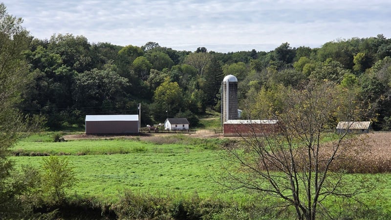 A farm in the Driftless region of the Midwest