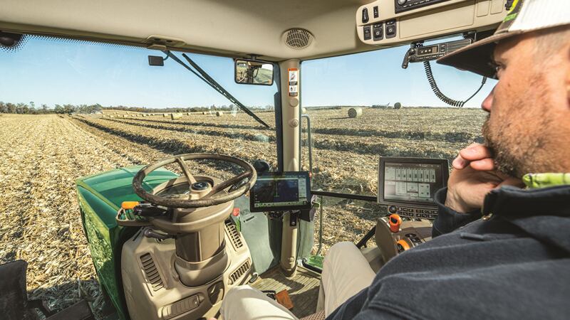 Inside a John Deere cabin