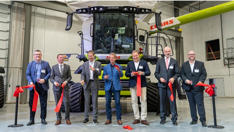 Claas representatives at a ribbon-cutting event