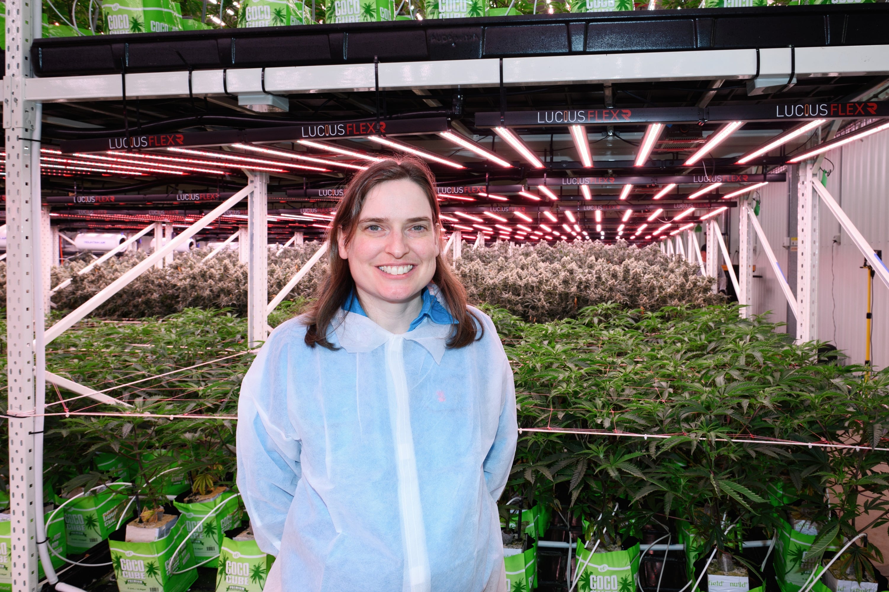 Associate Professor Cheryl McCarthy from the UniSQ Centre for Agricultural Engineering – pictured at the Medicinal Harvest facility outside of Toowoomba – is leading a project to test plant health in space using her machine vision technology.