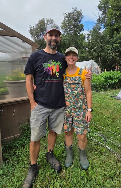 Wes Hepker and Daniela Williams pictured at their farm in Mount Carroll, Illinois.